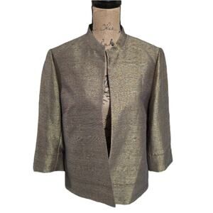 Nurture Bronze Gold Cropped 3/4 Sleeve Mandarin Collar Blazer Jacket Size 8 New